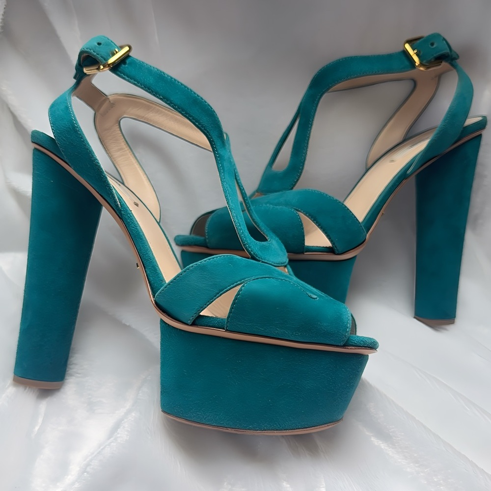 Prada Sandals Soft Suede Platform High Heels for Summer